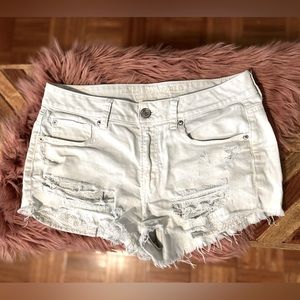 American Eagle white ripped shorts
